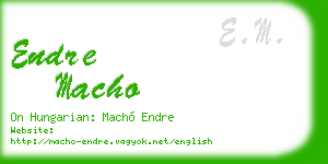 endre macho business card